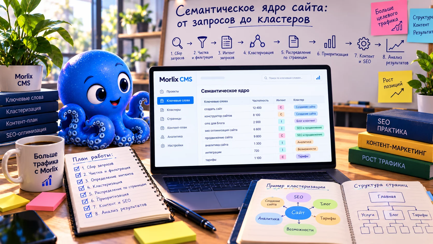 Иллюстрация группировки запросов по интенту и карте страниц