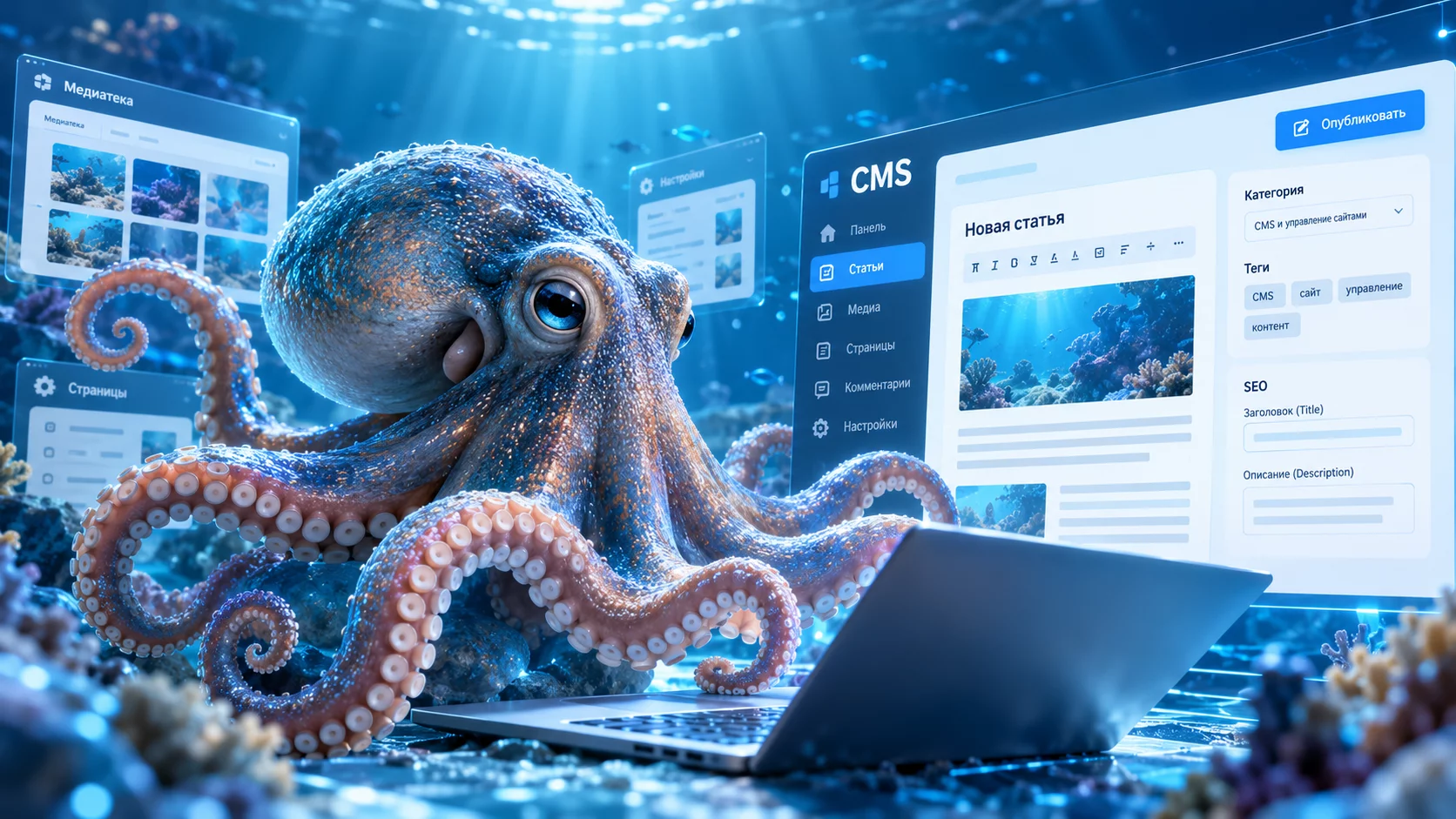 Визуальная концепция этапов разработки сайта с помощью искусственного интеллекта