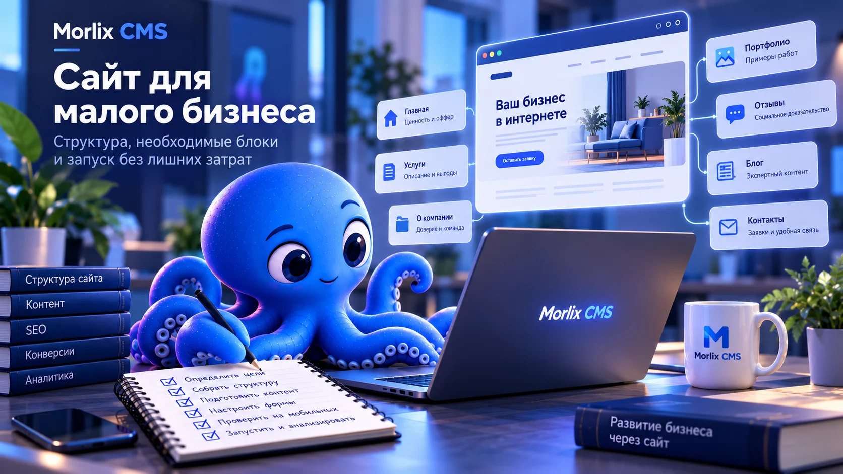 Художественная иллюстрация модульной структуры сайта